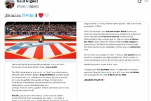 萨乌尔告别马竞：我感激17年来我在这里遇到的每一个人